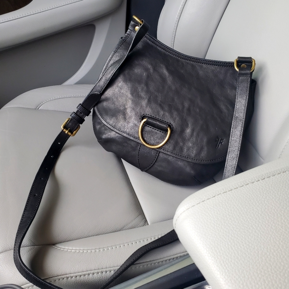 Frye Lucy Black Leather Crossbody